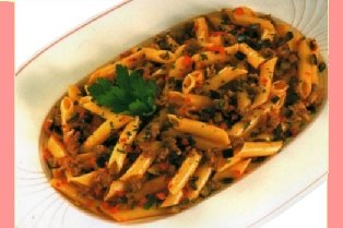 penne con melanzana e salsiccia