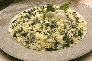 Risotto con cipollotti e spinaci